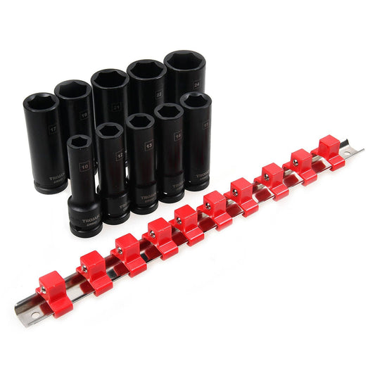 Trojan Deep Impact Socket Rail Set - 1/2" Drive - 10-24mm - 10 Piece