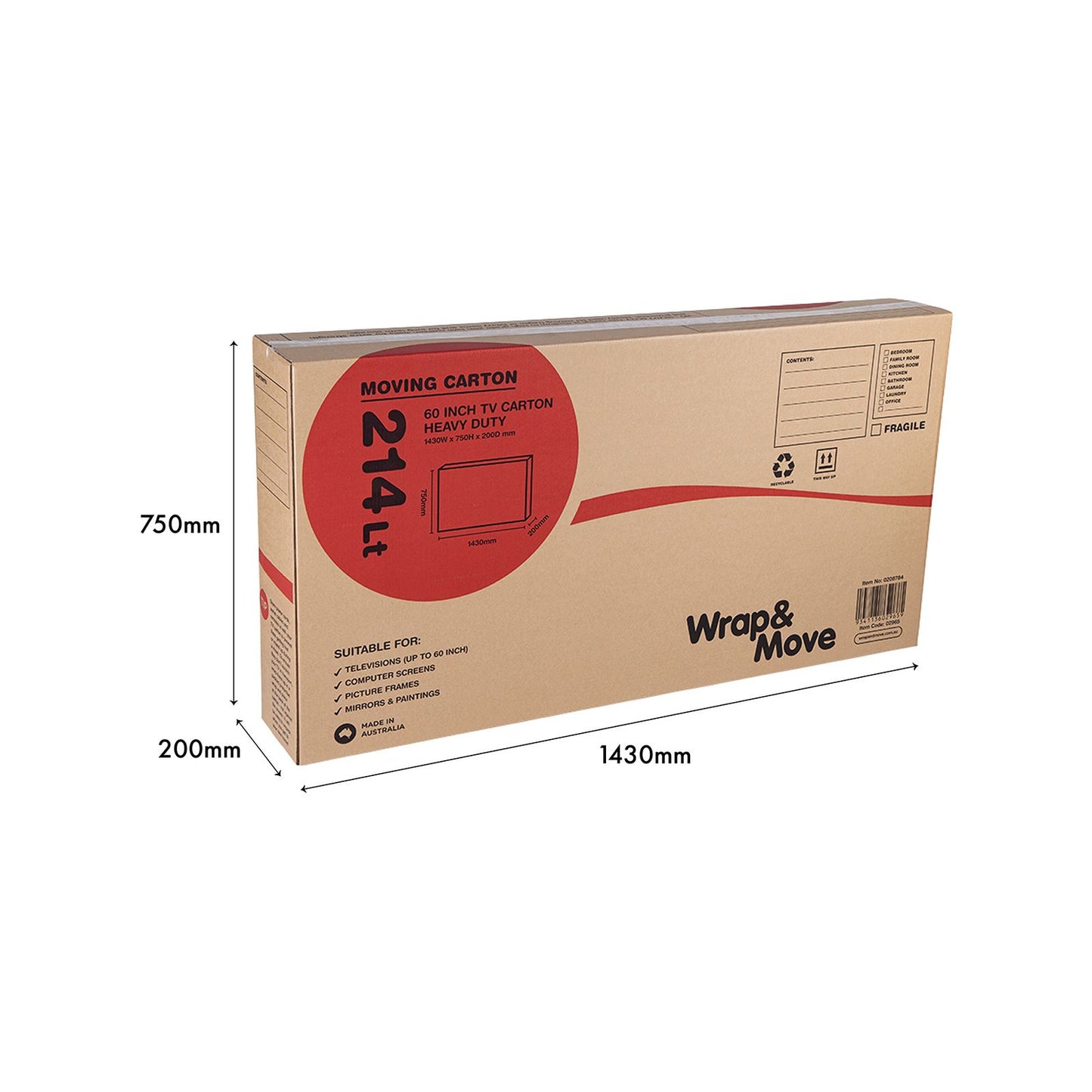 Wrap Move TV Carton - 1430 x 750 x 200mm