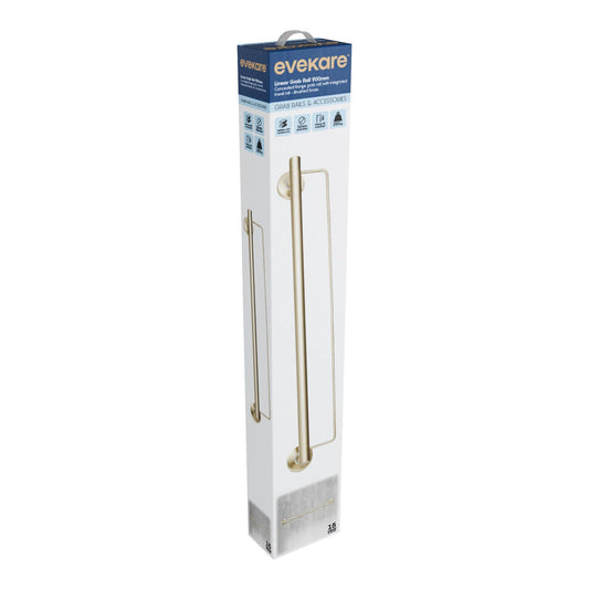 Evekare Towel Rail with Grab Rail - 900mm - Brushed Brass