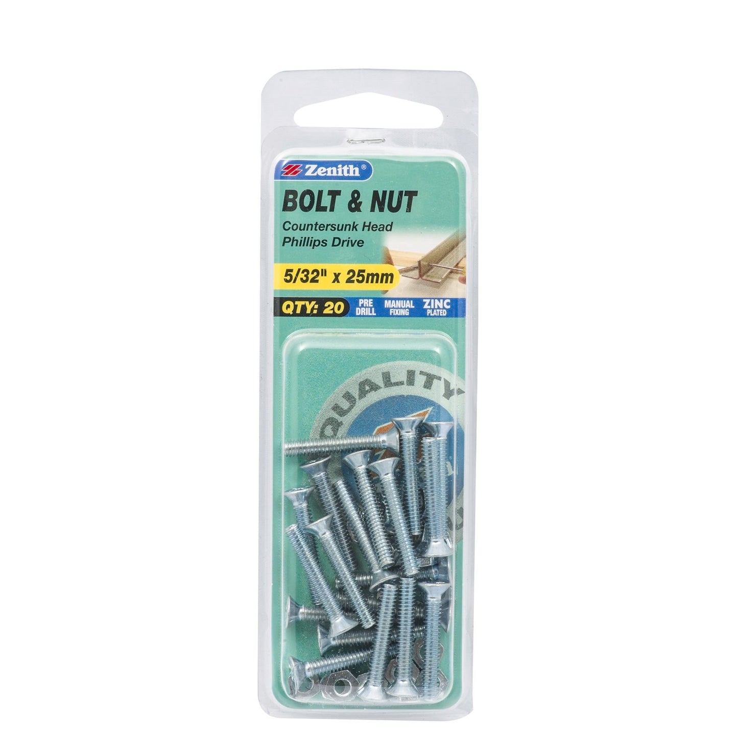Zenith Countersunk Head Bolt - 5/32 x 25mm - 20 Pack