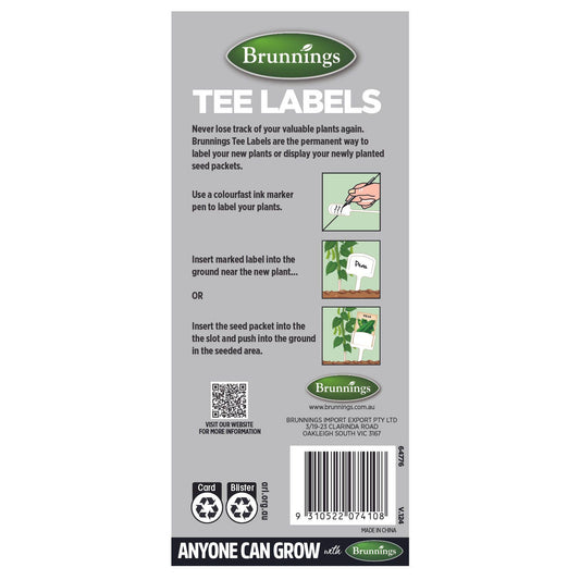 Brunnings Tee Plant Labels - 125mm - 20 Pack