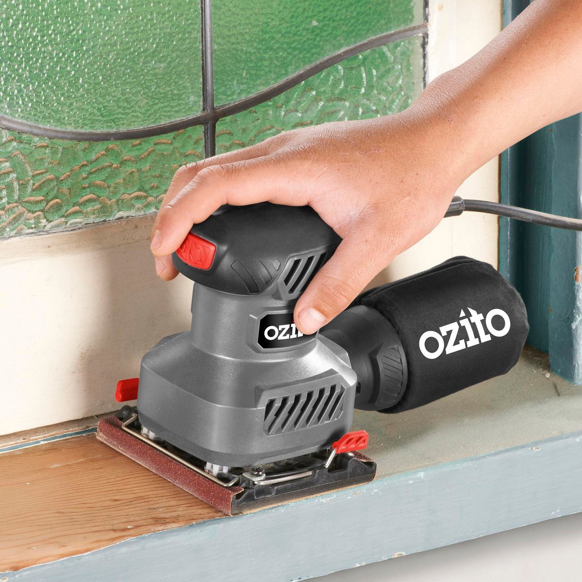 Ozito Sheet Orbital Sander - 1.12kg - Plastic - Dust Bag Included