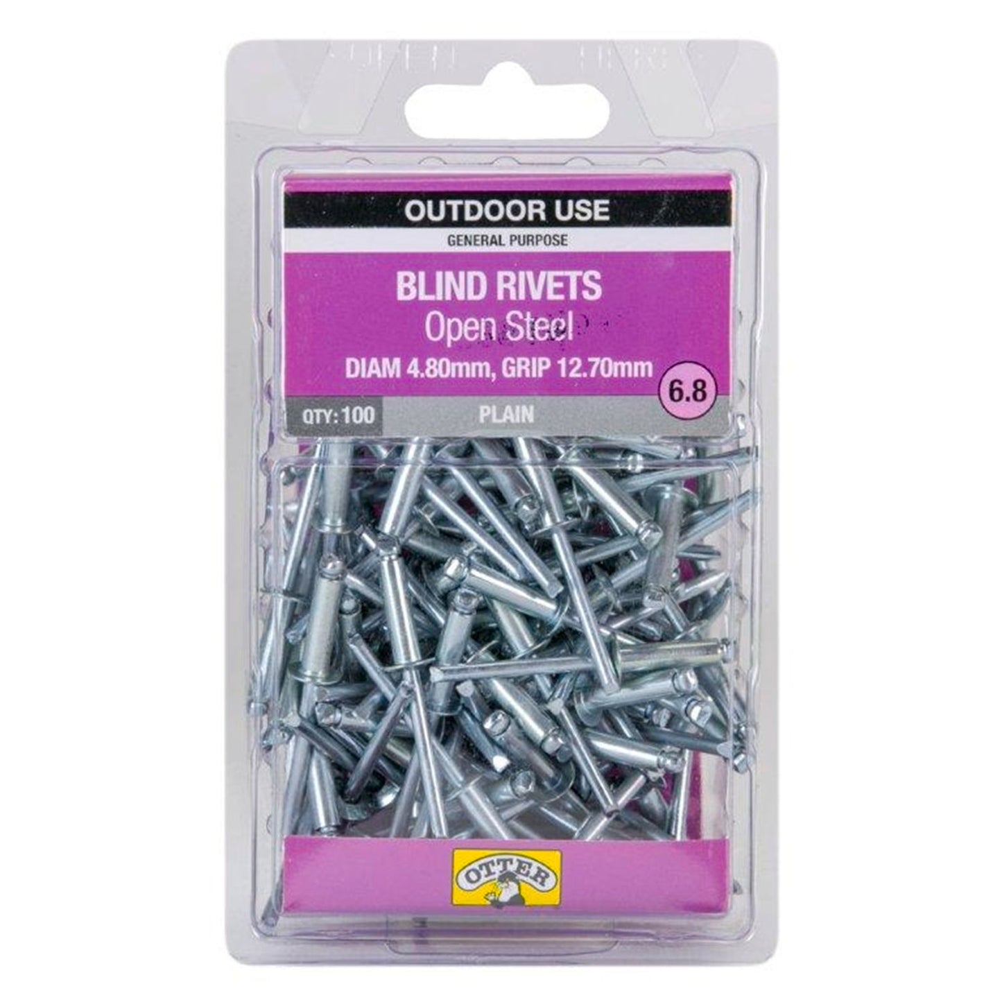 Otter Open Steel Blind Rivets - 8 x 12mm - 100 Pack