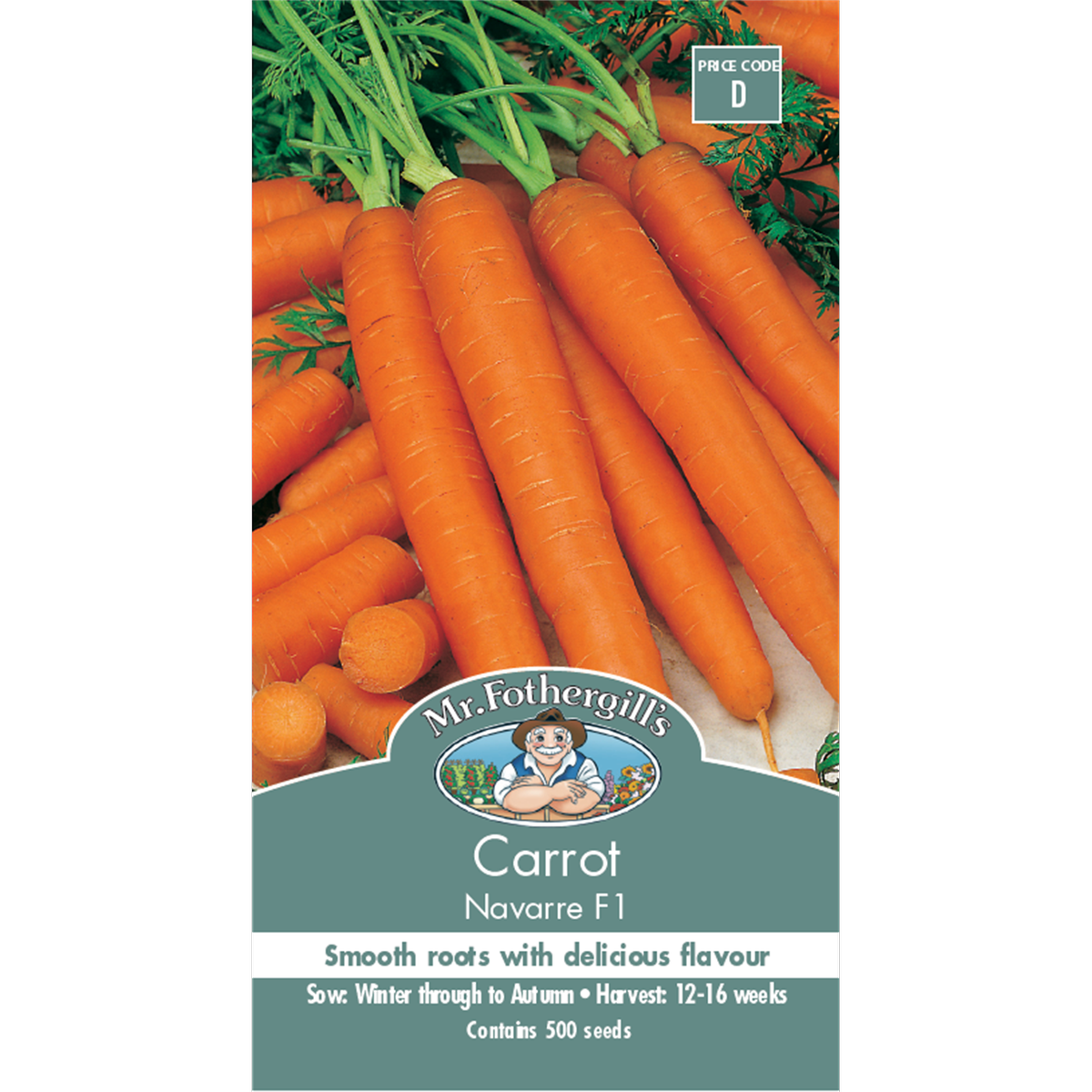 Mr Fothergill Navarre Carrot Seeds 16 Weeks Cylindrical Sweet Flavor