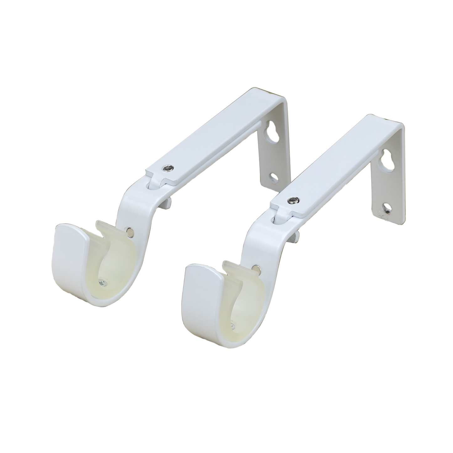 Pillar White Curtain Rod Bracket - 16mm & 25mm - 1 Pair - 70-90mm