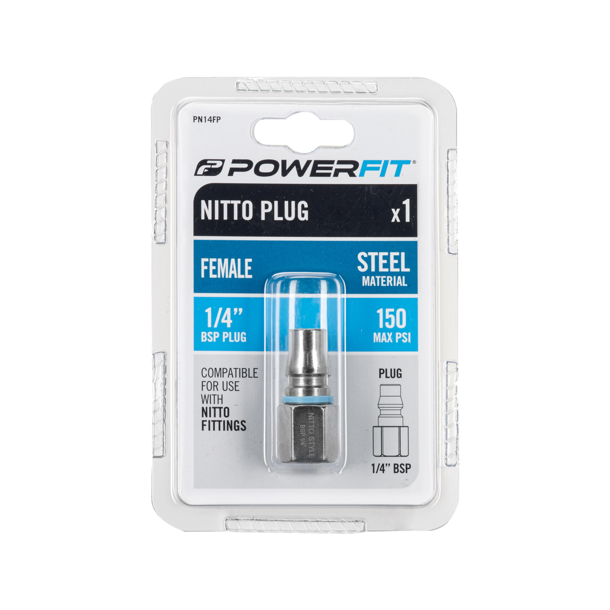 Powerfit Nitto Style Female Plug - 1/4" - Steel - 150PSI