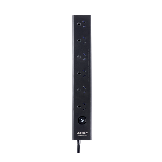Jackson Powerboard - 6 Outlet - 1.8m - Black