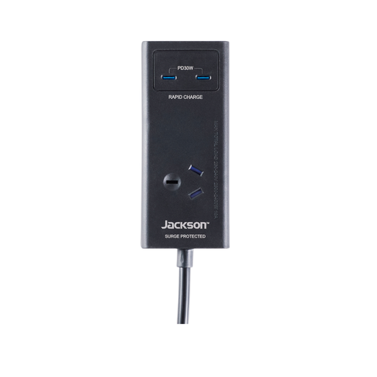 Jackson Portable Powerboard - 1 Outlet - 2x PD 30W USB-C - 0.9m - Black