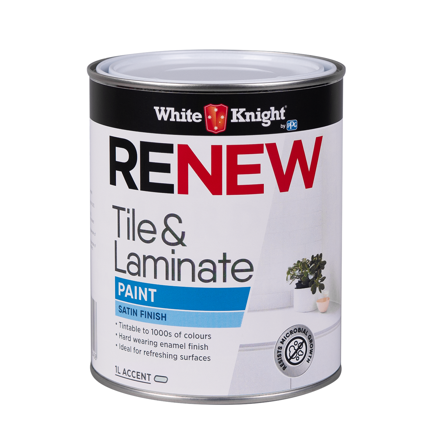 White Knight Accent Satin Renew Tile and Laminate Paint - 1L - White