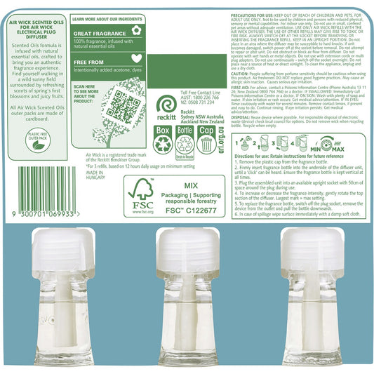 Air Wick Pure Spring Delight Plug-In Diffuser Refill 19mL x 3 pack