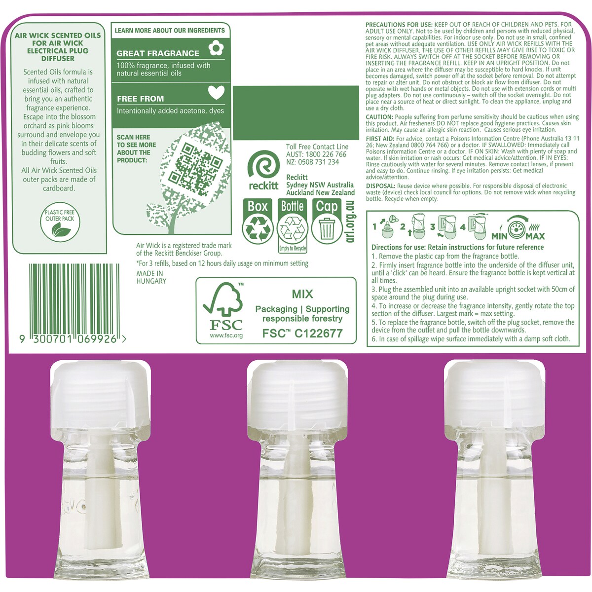 Air Wick Pure Cherry Blossom Plug-In Diffuser Refill 19mL x 3 pack