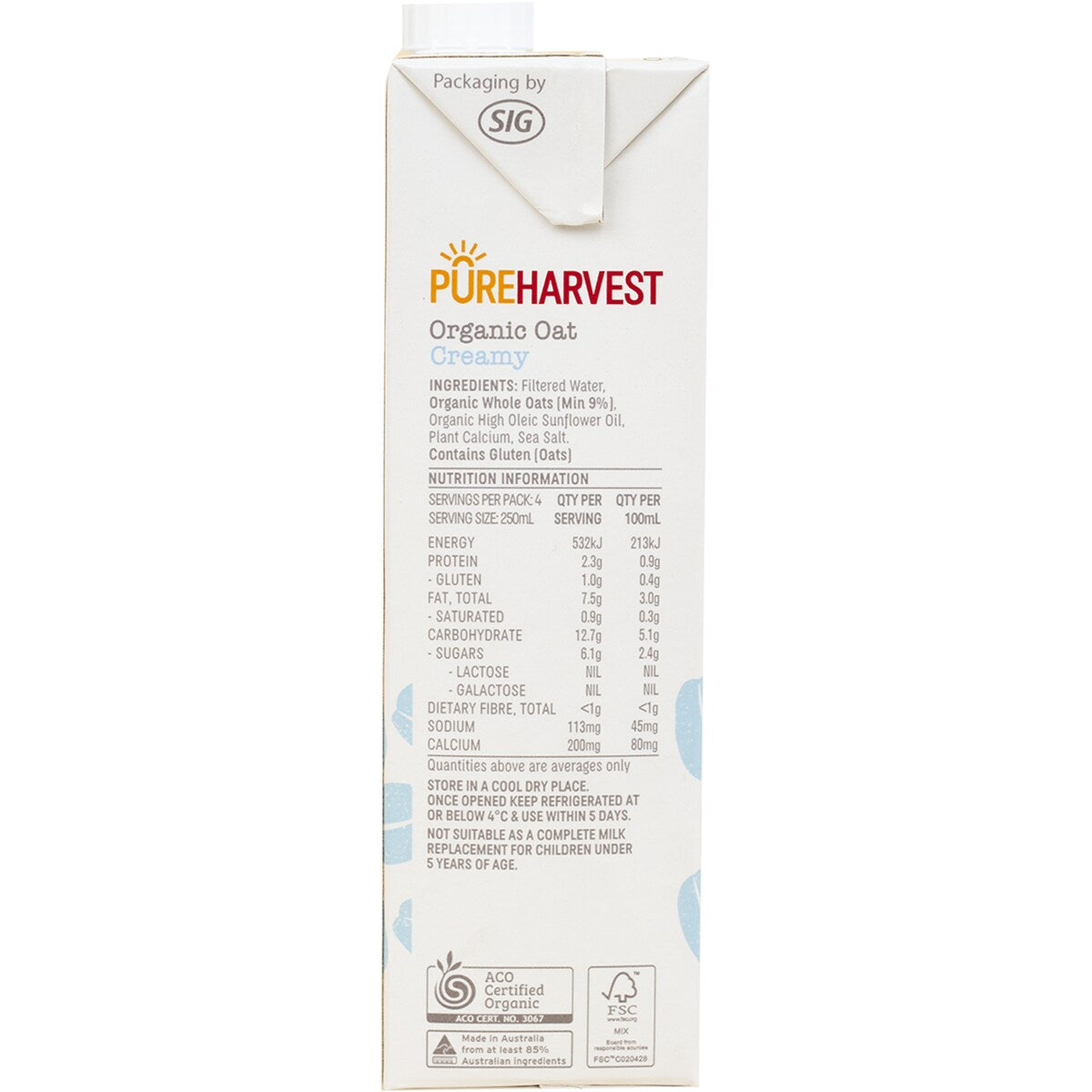 Pure Harvest Organic Oat Creamy 1l