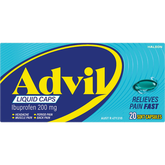 Advil Liquid Capsules Ibuprofen Pain & Fever Relief 20 Pack