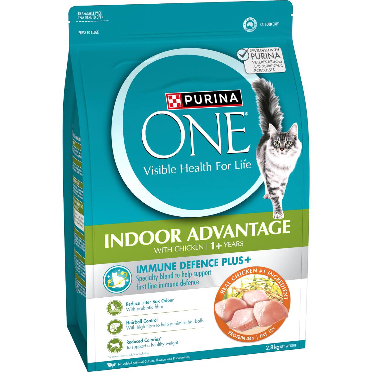 Purina One Indoor Avantage Immune Defence 1+ Dry Cat Food 2.8kg