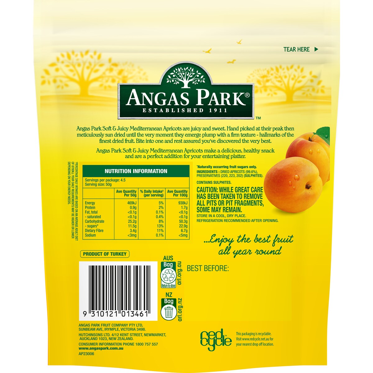 Angas Park Mediterranean Apricot Soft & Juicy 225g