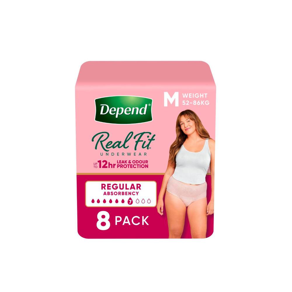 Depend Real Fit Incontinence Underwear Regular Women Medium - 8 pack