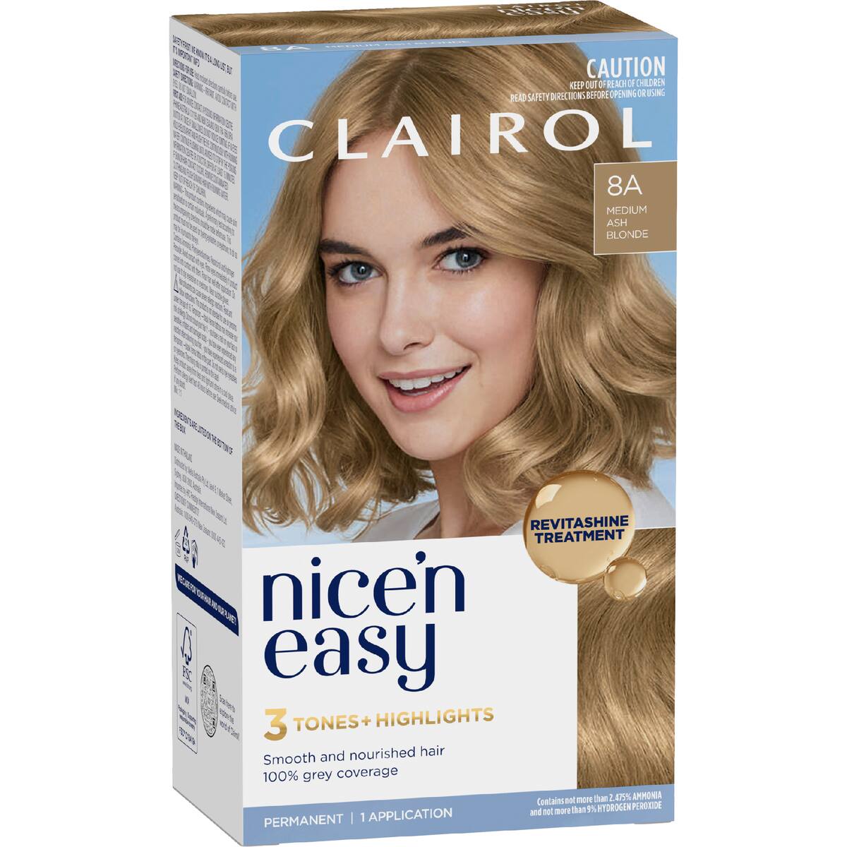 Clairol Nice & Easy Permanent 8a Medium Ash Blonde Hair Colour Each