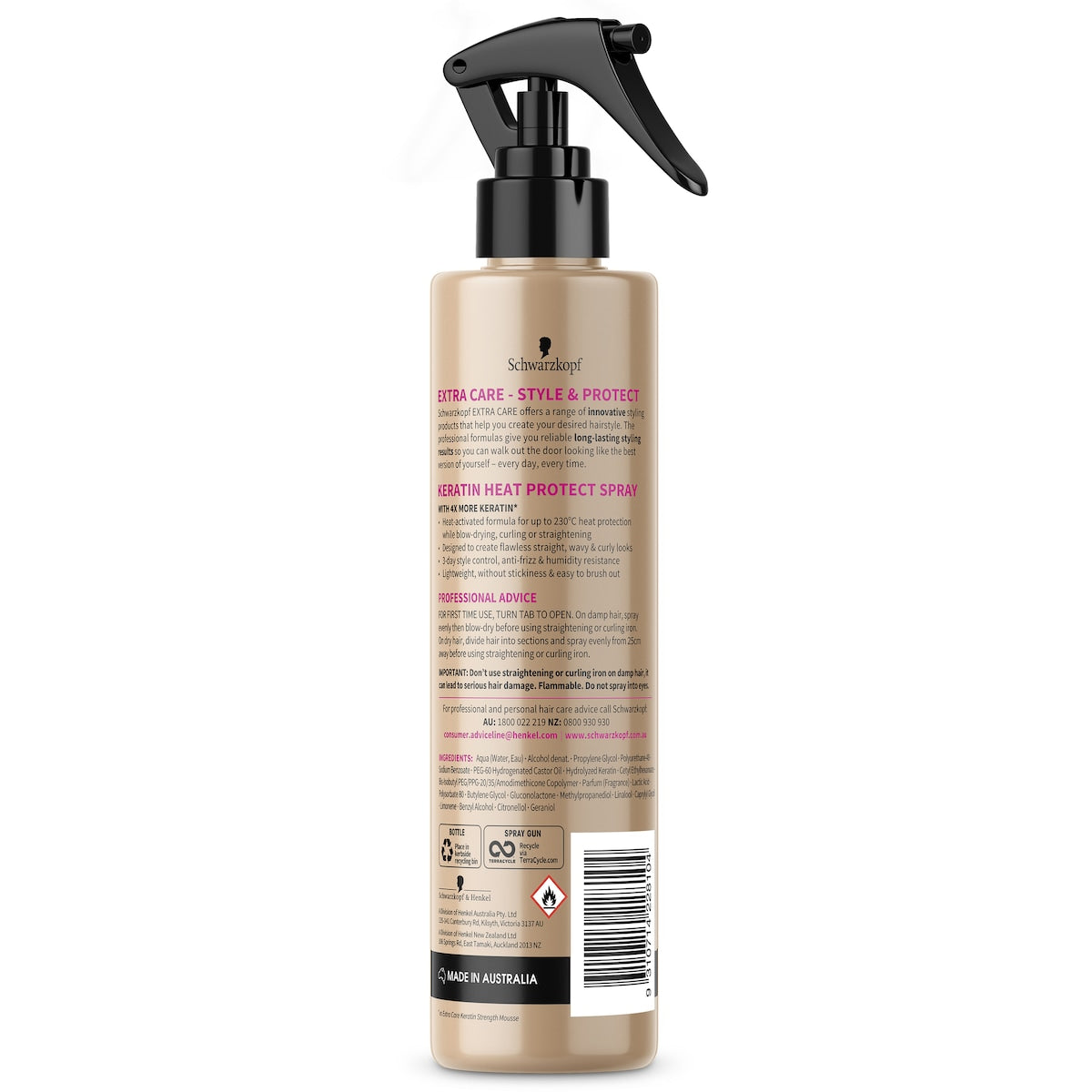 Schwarzkopf Extra Care Hair Spray Keratin Heat Protect Styling Hairspray 250ml