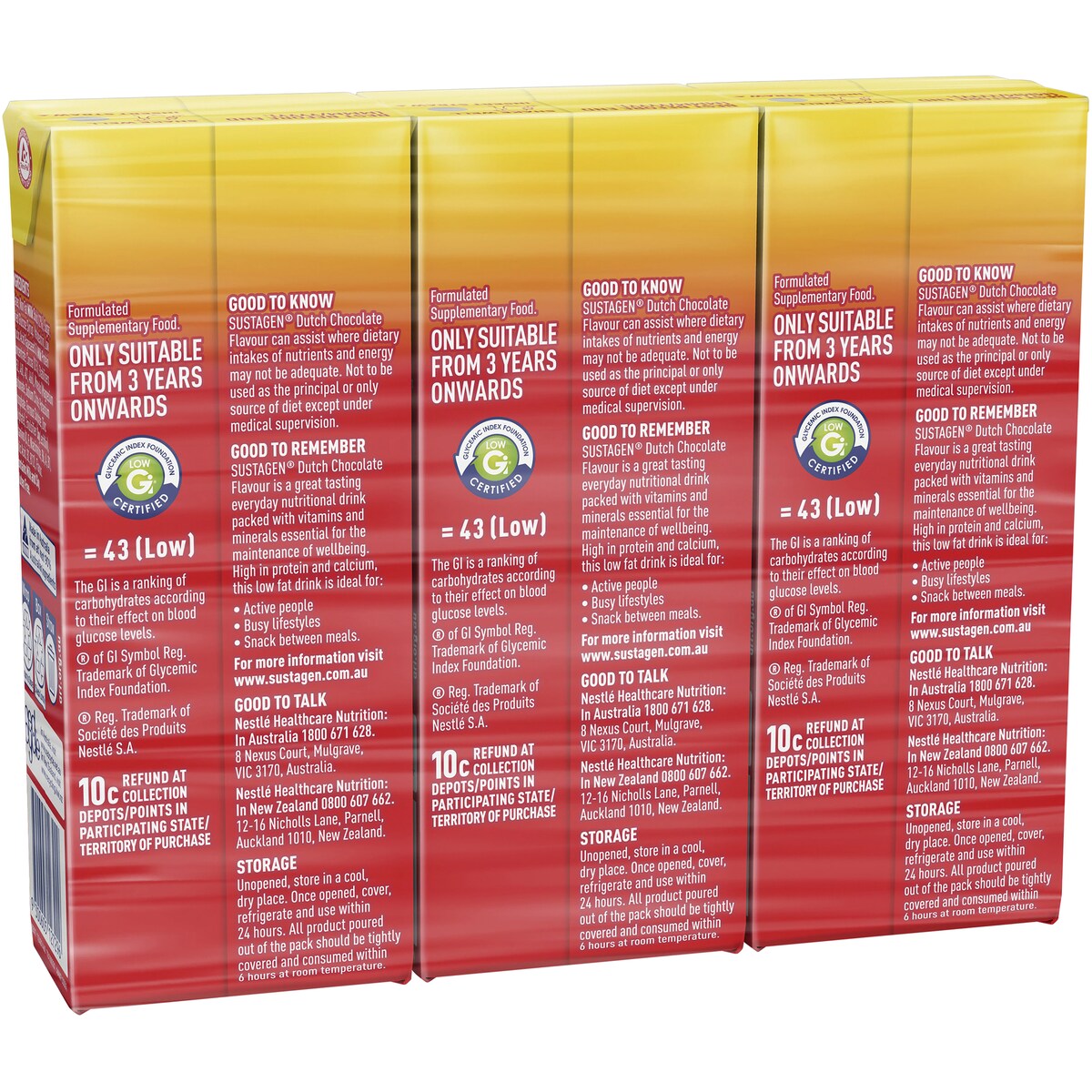 Sustagen High Protein Nutrition Top-Up Dutch Chocolate Ready To Drink 250mL x 3 pack