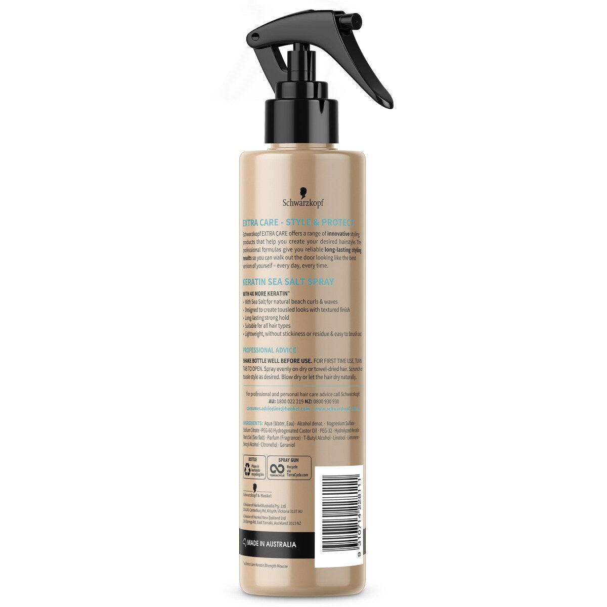 Schwarzkopf Extra Care Hair Spray Keratin Sea Salt Styling Hairspray 250mL