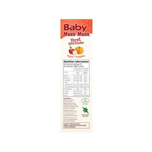 Baby Mum-mum First Rice Rusk Apple & Pumpkin +6 Months - 36g