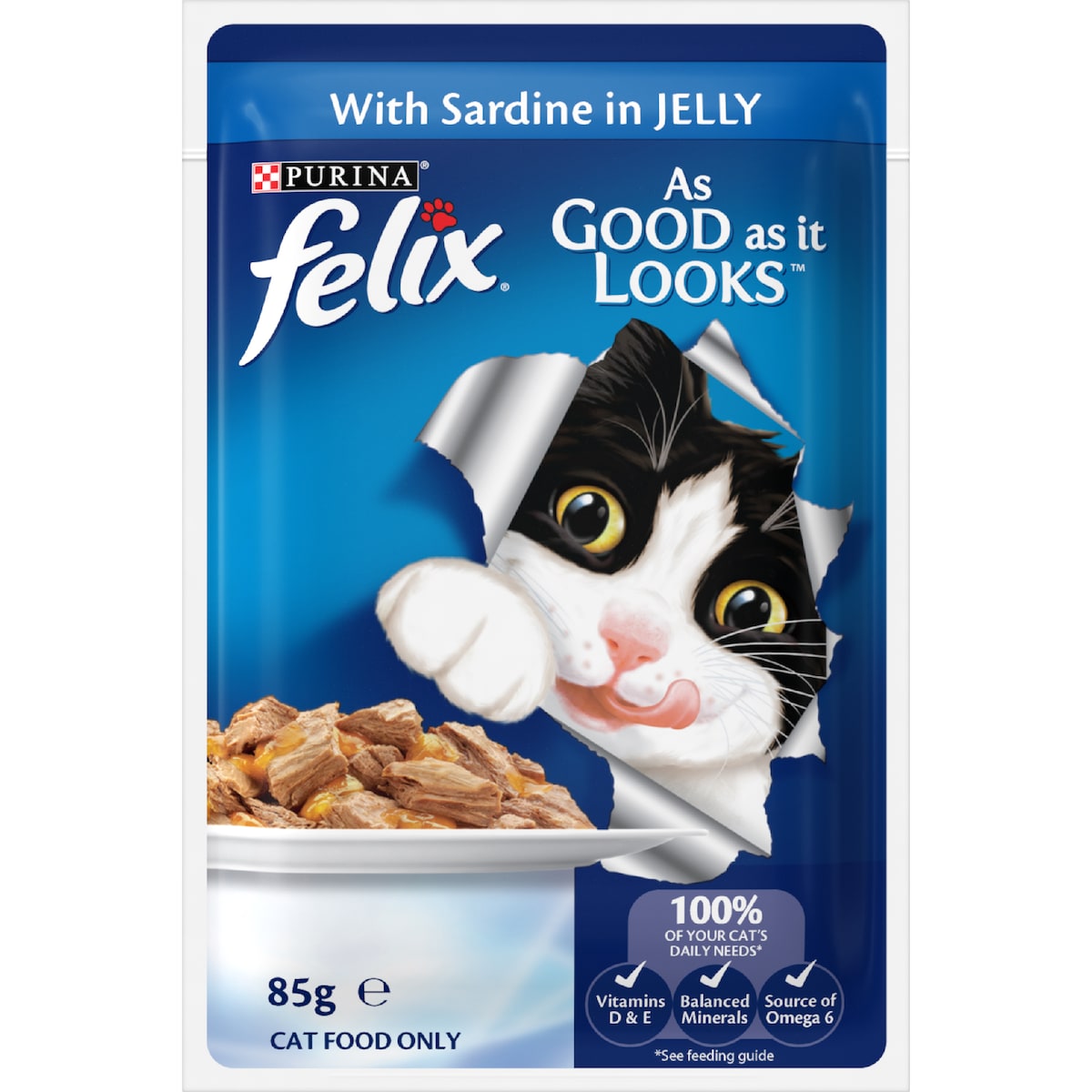 Felix Ocean Menus In Jelly Cat Food Tuna Salmon & Sardine 85g X 24 Pack