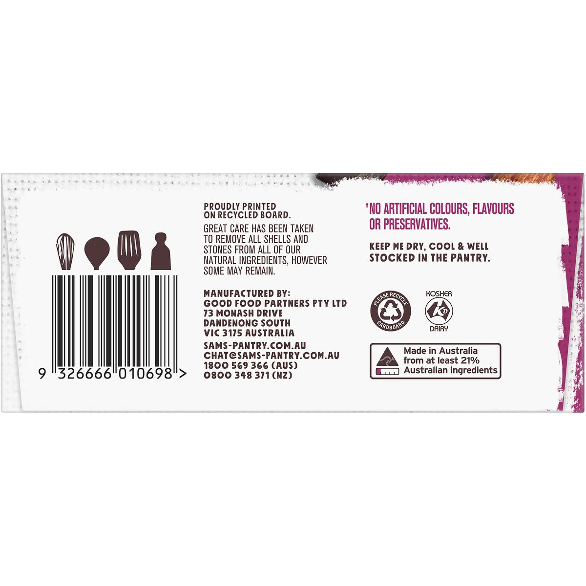 Sam's Pantry Chocolate Brownie with Roasted Almonds Protein Bar 12 pack