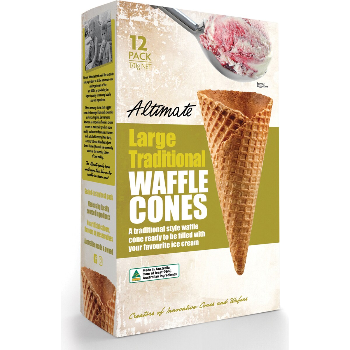 Altimate Waffle Ice Cream Cones 12 pack