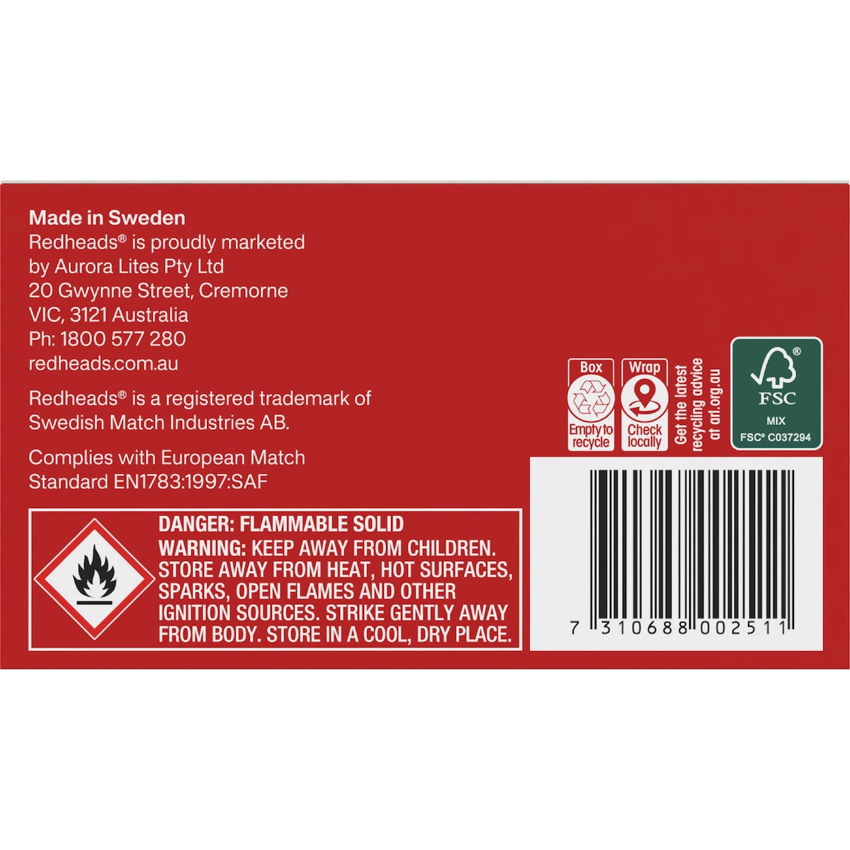 Redheads Extra Long Matches 45 Pack