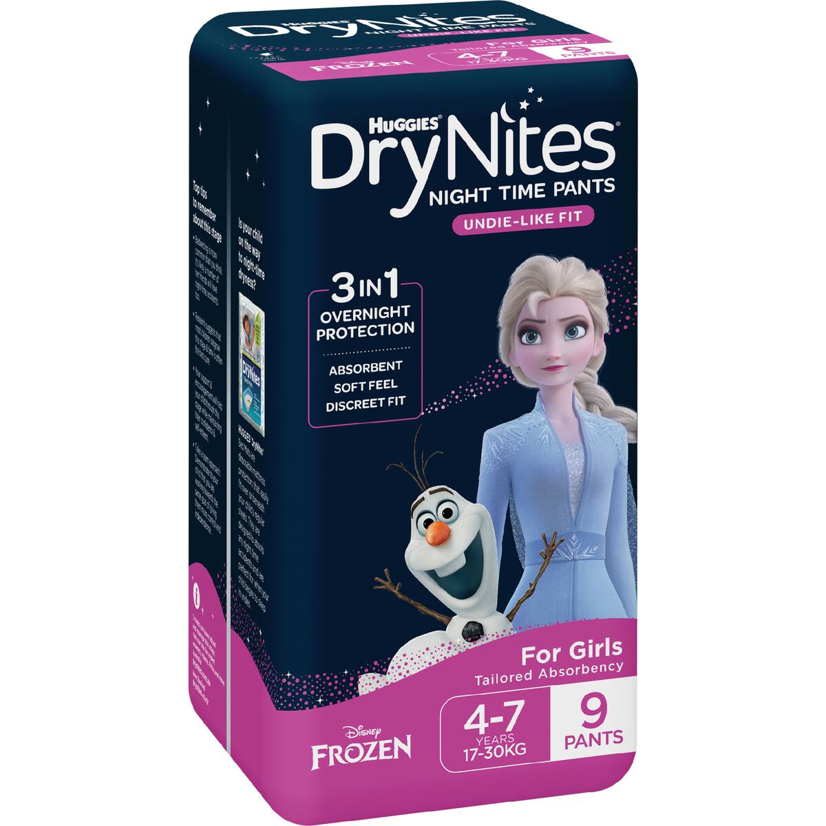 Huggies Drynites Night Pants Girl 4-7 Years (17-30kg) 9 Pack