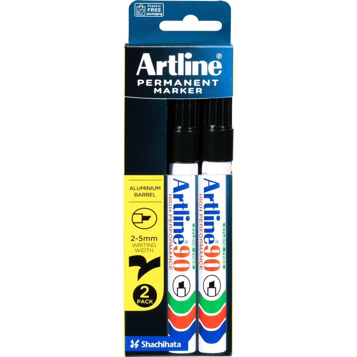 Artline Permanent Marker Black 90mm 2 Pack