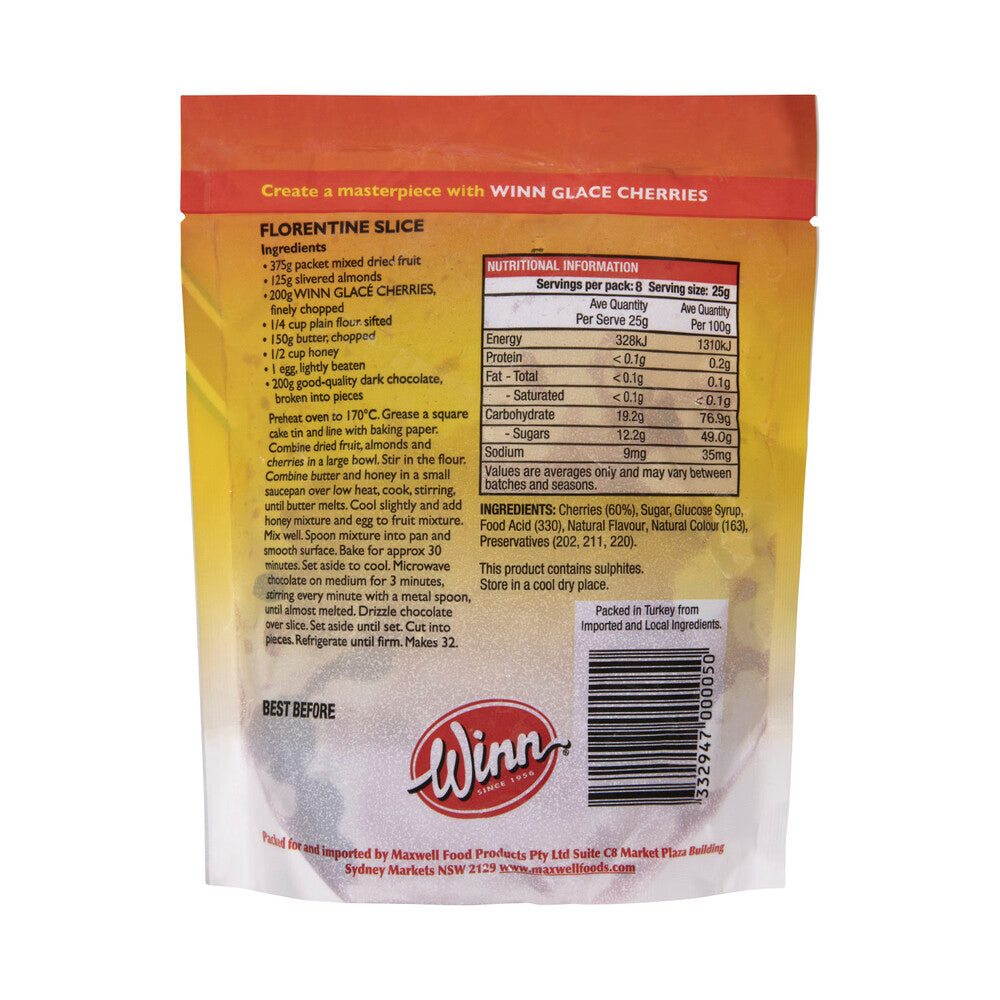 Winn Red Glace Cherries - 200g