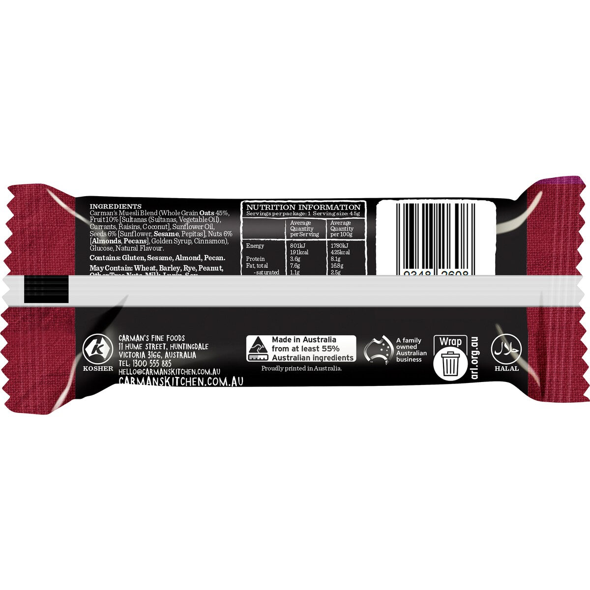 Carmans Muesli Bars Classic Fruit & Nut 6 pack