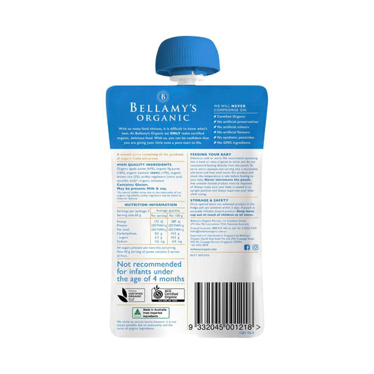 Bellamy's Organic Apple & Fig Oatmeal Puree 4+ Months - 120g