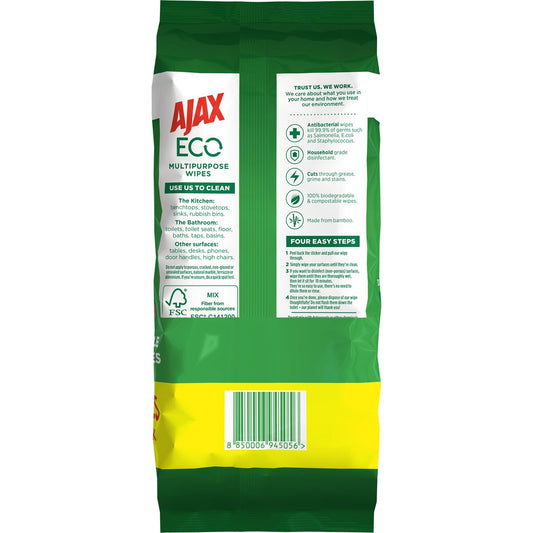 Ajax Eco Antibacterial Cleaning Wipes Vanilla & Berries 220 Pack