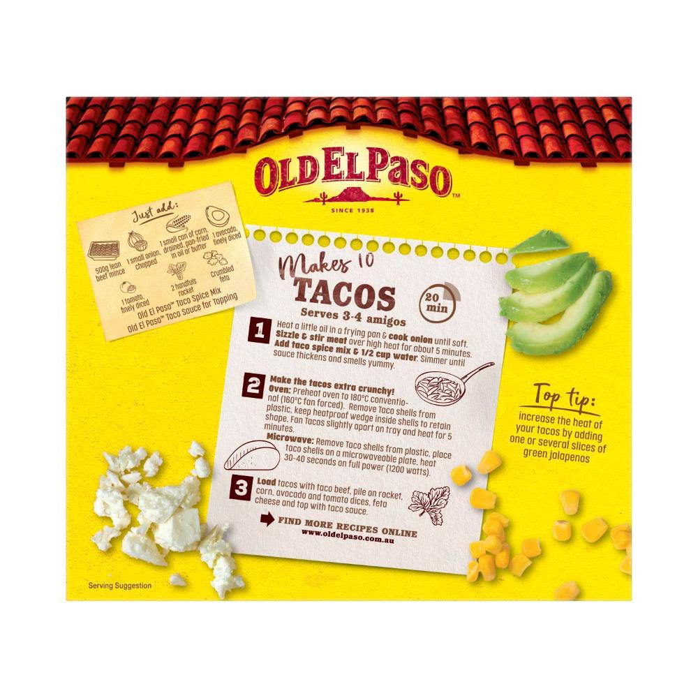 Old El Paso Jumbo Taco Shells 10 Pack - 190g