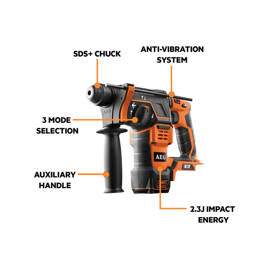 AEG SDS Rotary Hammer Drill - 18V - 24mm - Skin Only