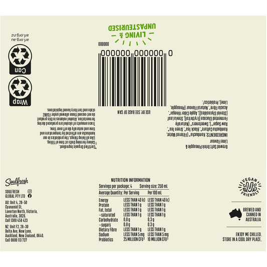 Lo Bros Kombucha Pineapple & Lime Cans 250ml X4 Pack