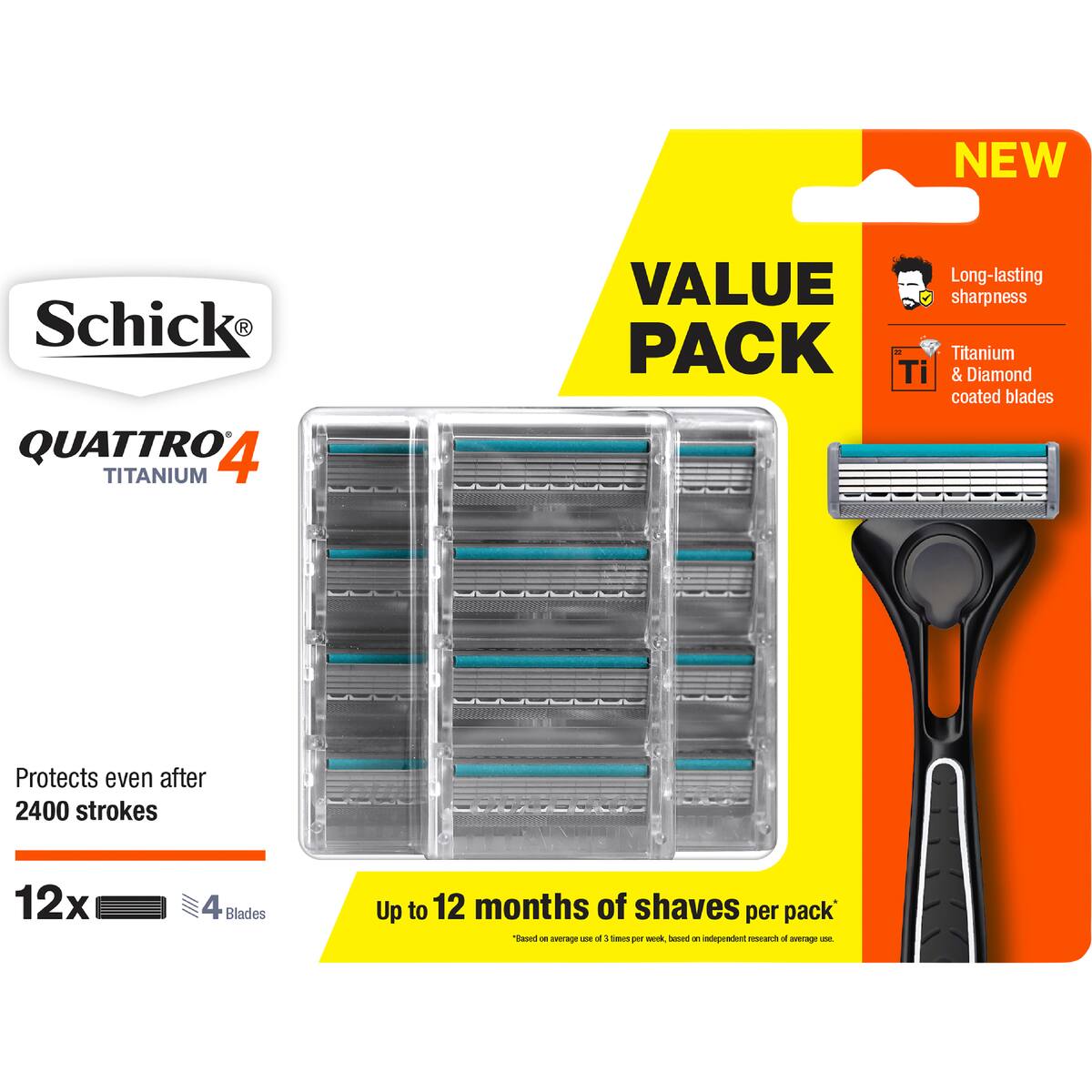 Schick Quattro 4 Titanium Blades 12 Pack