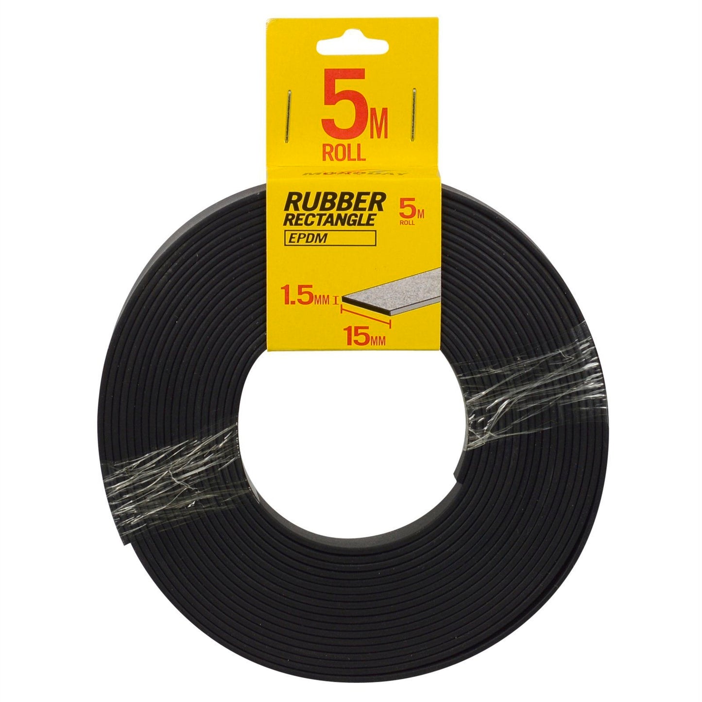 Moroday Black Rectangle Rubber Roll - 15x1.5mm - 5m