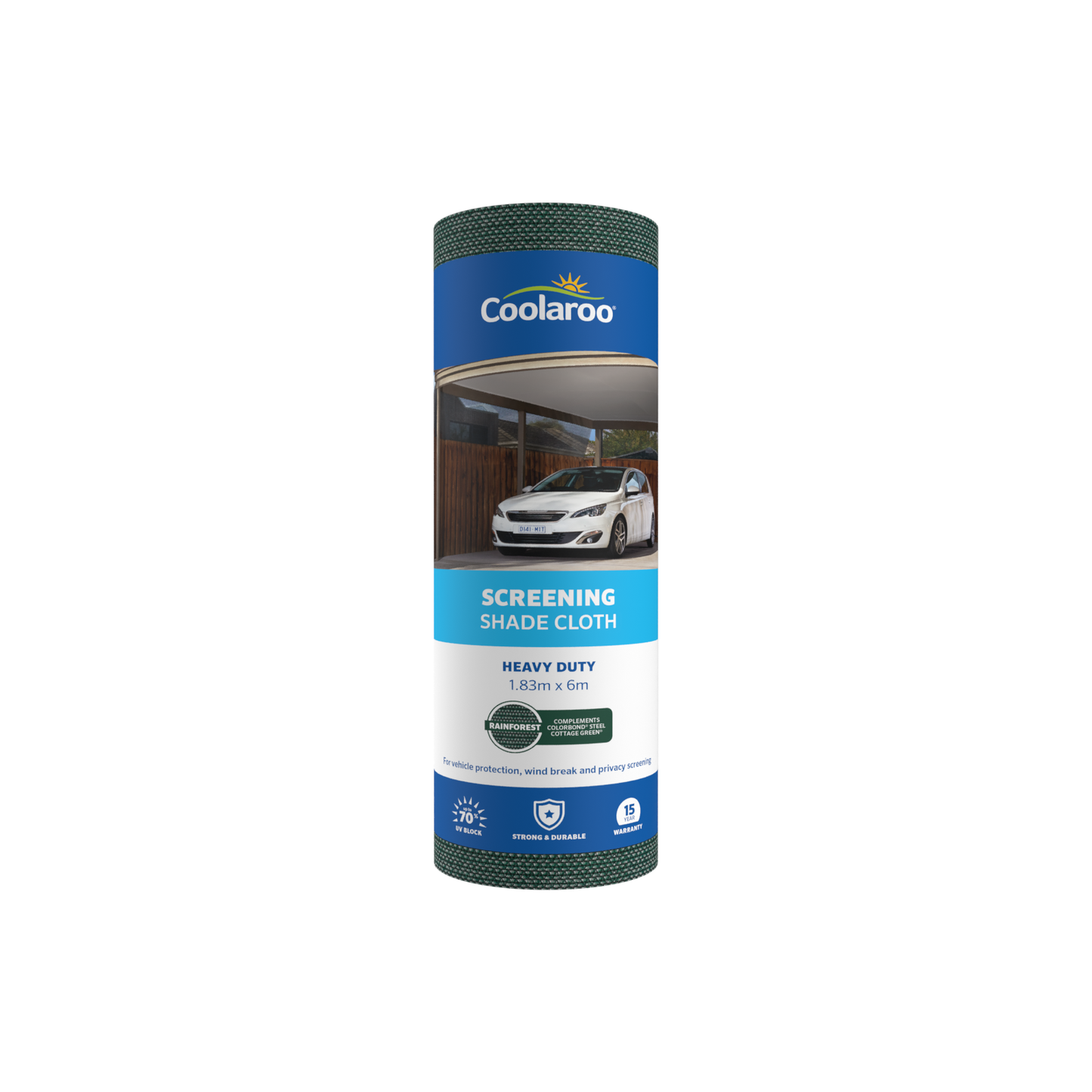 Coolaroo Heavy Duty Screening Shade Cloth - 1.8 x 6m - Rainforest