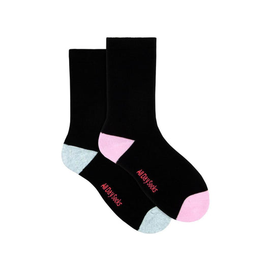 All Day Ladies Cushion Foot Socks Black Size 5-8 2 Pack HL1032