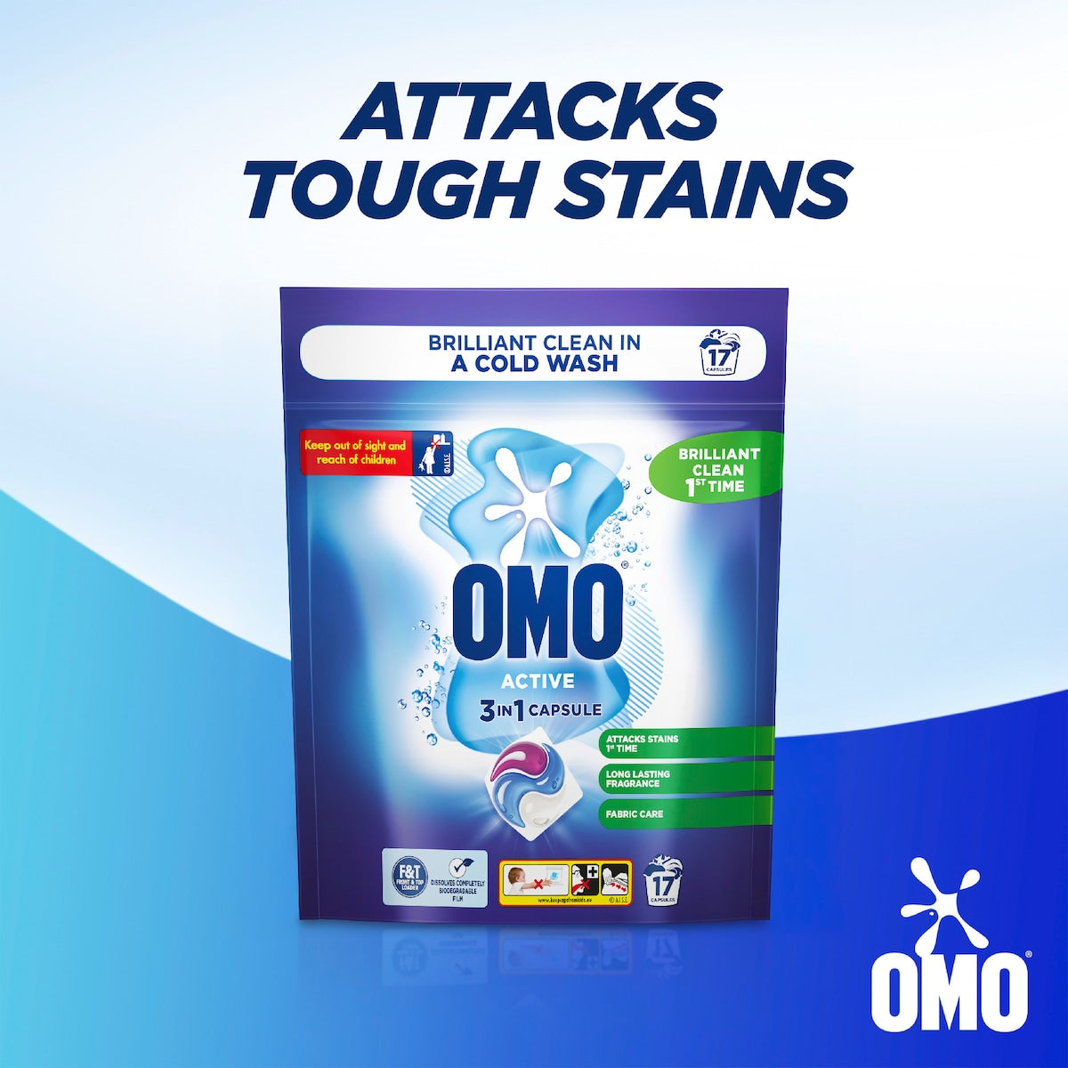 Omo Active Laundry Capsules 3 In 1 17 Pack