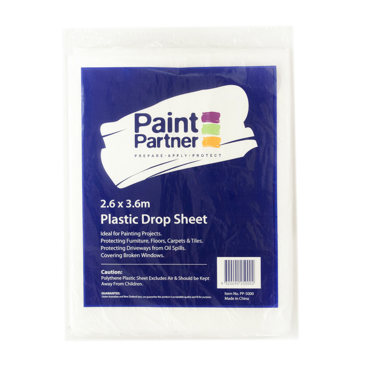Paint Partner Plastic Drop Sheet - 2.6m x 3.6m - Plastic - Clear