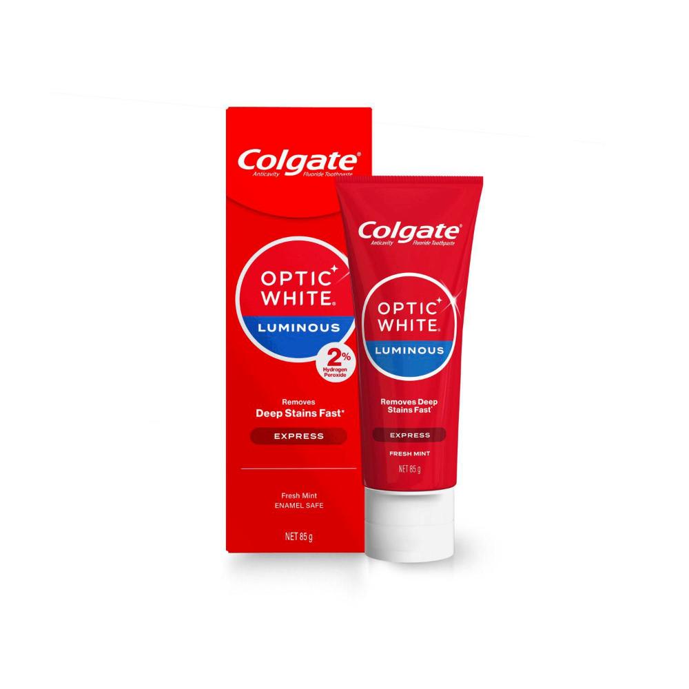 Colgate Optic White Luminous Express Teeth Whitening 2% Hydrogen Peroxide Toothpaste - 85g
