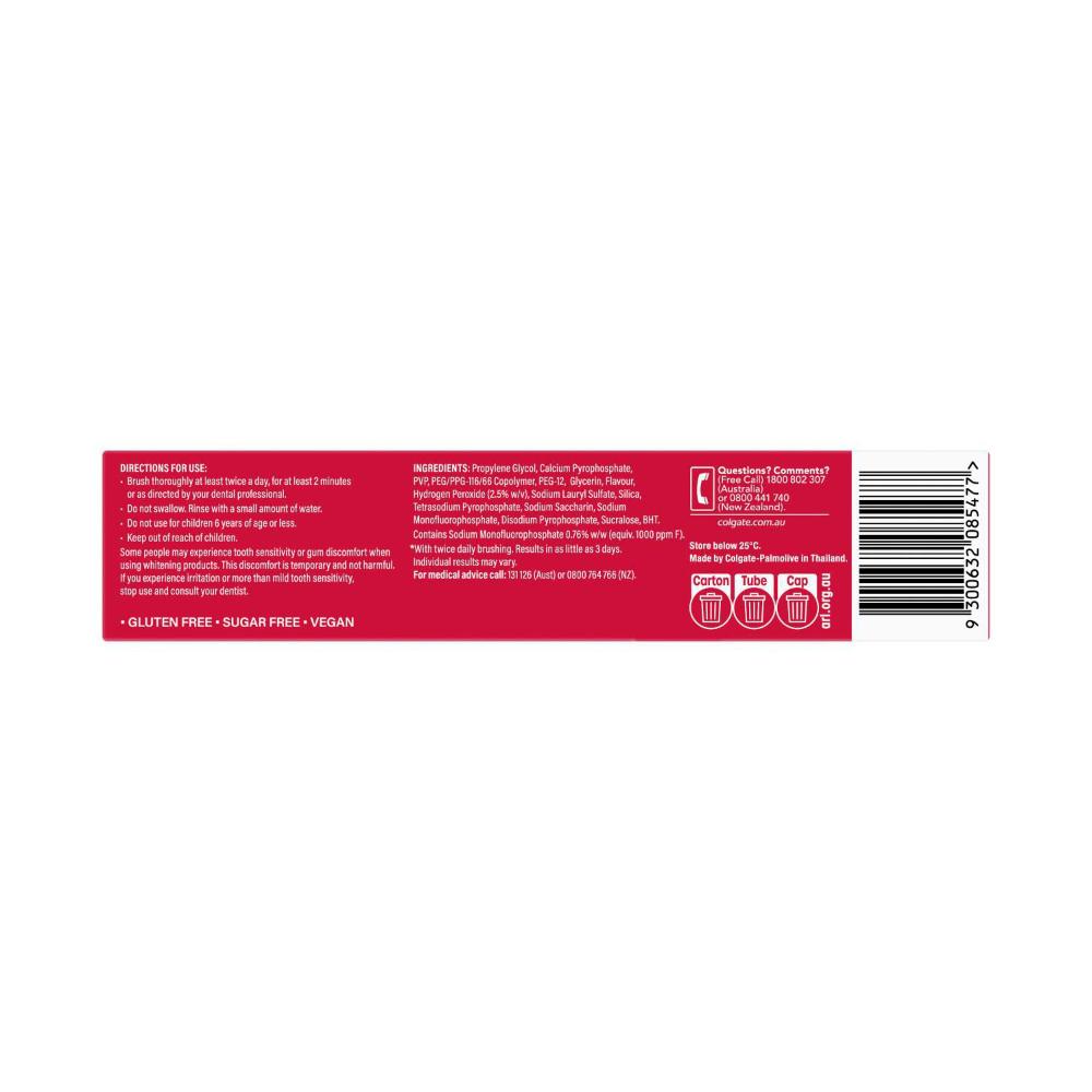 Colgate Optic White Luminous Express Teeth Whitening Toothpaste 2% Hydrogen Peroxide - 125g