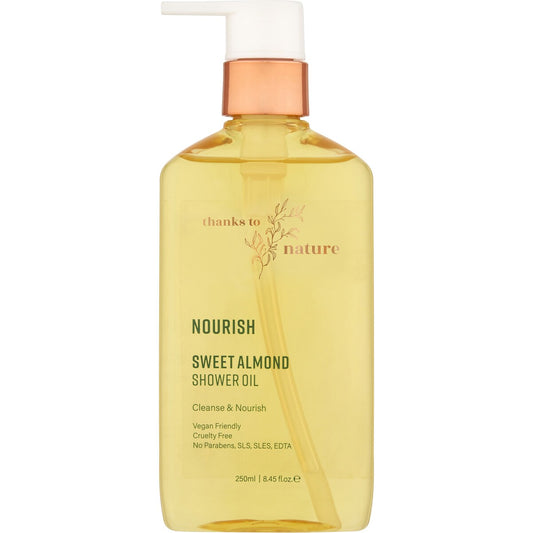 Thanks To Nature Nourish Sweet Almond Shower Oil 250mL