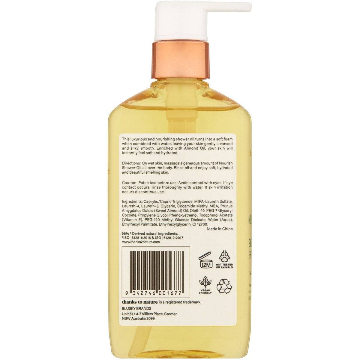 Thanks To Nature Nourish Sweet Almond Shower Oil 250mL