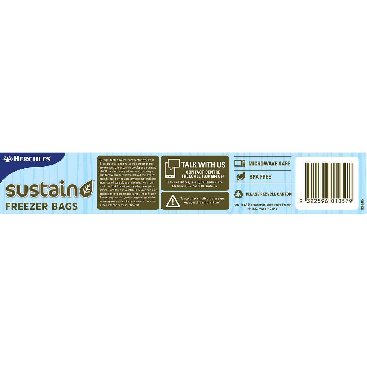 Hercules Sustain Freezer Bags Twin Zip Medium 15 Pack