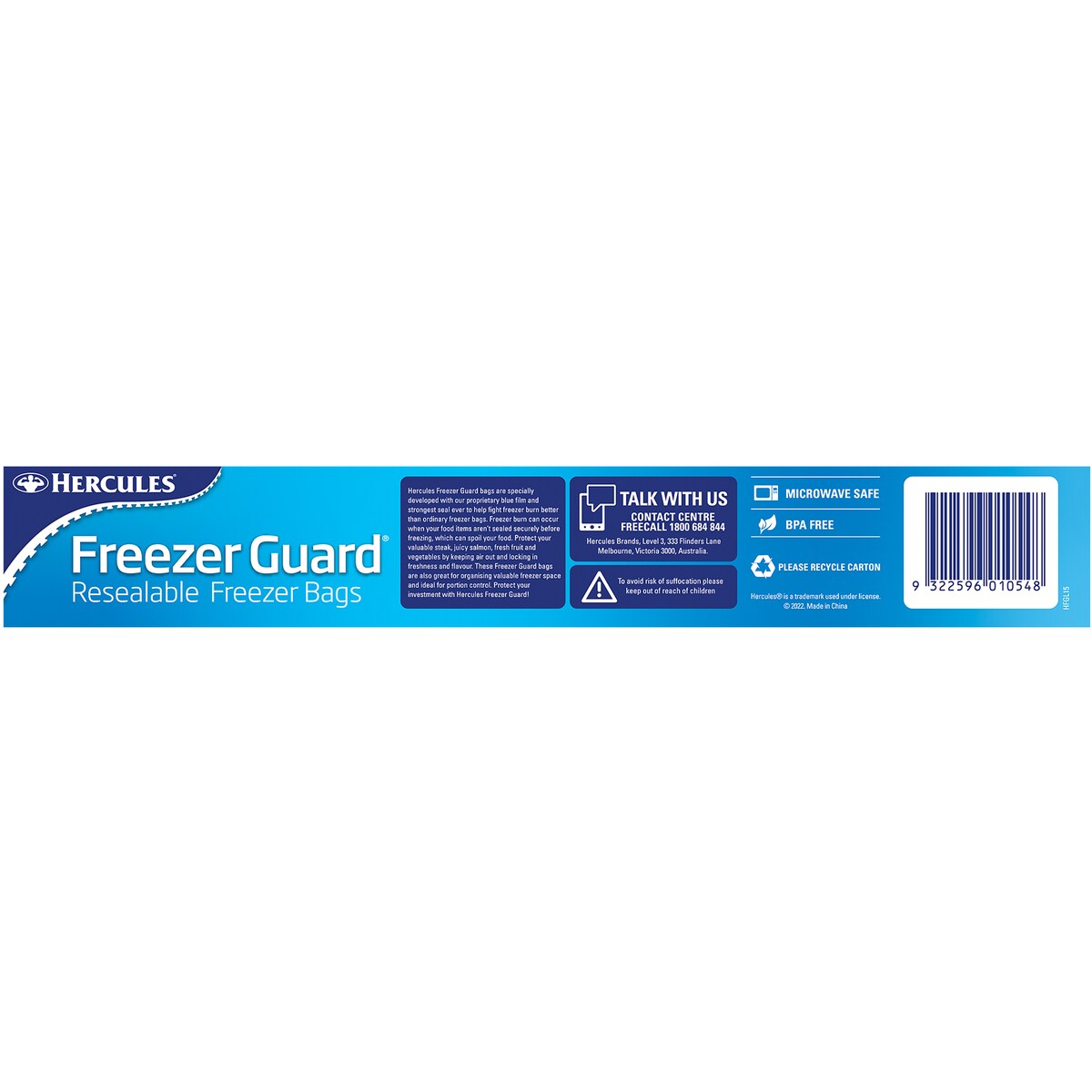 Hercules Freezer Guard Resealable Freezer Bags Twin Zip Large 15 pack